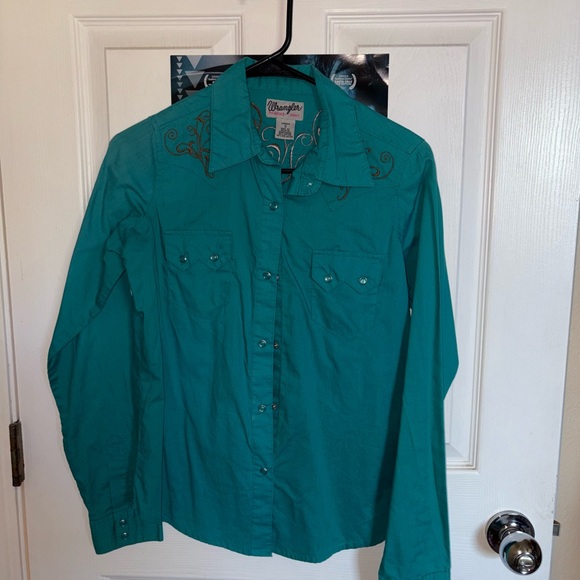 Wrangler Turquoise Western rodeo Shirt - Picture 1 of 2